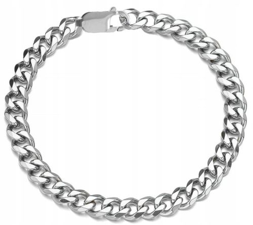  WIDE MEN'S SILVER BRACELET ARMOR STAINLESS STEEL 10 MM 21 CM