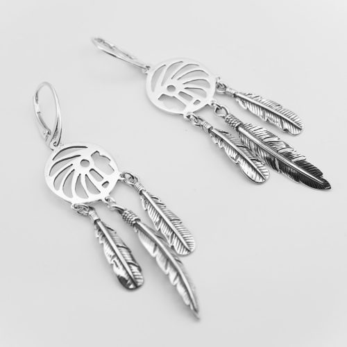  Earrings, spectacular dream catcher, Indian, feathers, k29 - by IROQjewelry