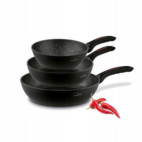  Starke Pro Piccante black 3-piece frying pan set