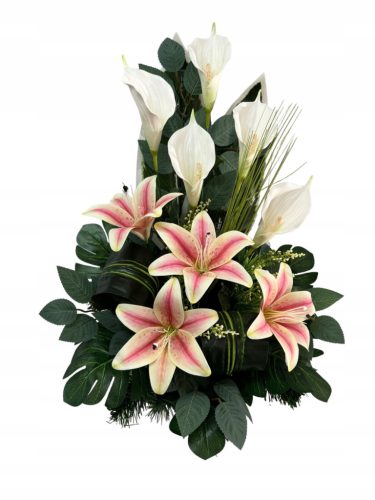  Grave decoration, KALLIA, lilies, cemetery composition, grave bouquet