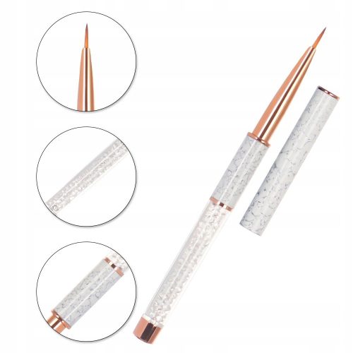  NARROW BRUSH FOR HYBRID FRENCH ROSE GOLD GEL DECORATIONS ZIRCONS 9 mm