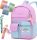 Colorful Kids Backpack in Pink & Sky Blue, Unicorn Pen & Highlighters Included