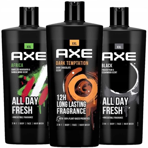  Large set of Axe Dark Temptation Black and Africa shower gels 3x 700 ml