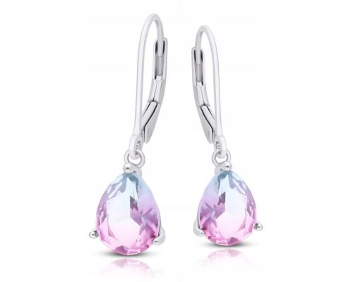  Silver earrings hanging blue-pink tourmaline drops pr. 925