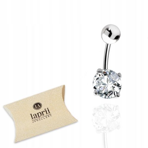  Silver navel ring, white zirconia, silver 925 LAPRII