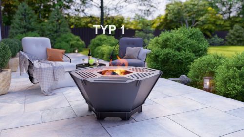  Folding hexagonal grill fire pit