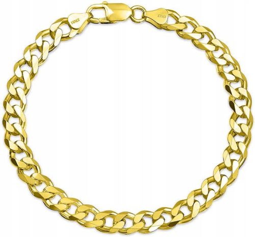  MEN'S GOLD BRACELET DIAMOND PIECE GOLD PLATED SILVER 19cm