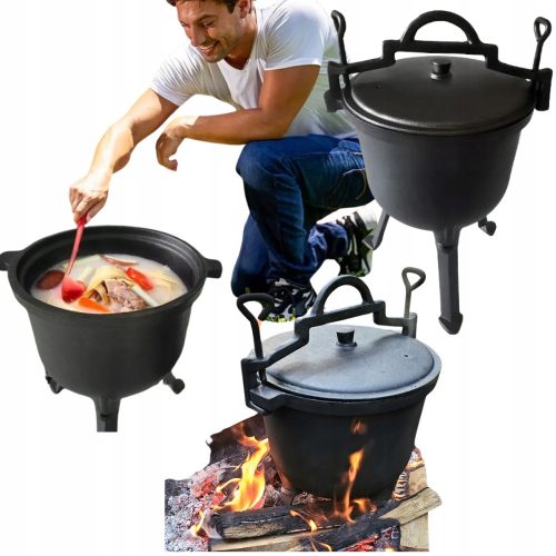  CAST IRON POT ROASTING CAMPFIRE HUNGARY HUNTING GRILL 8L LARGE