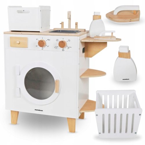  WOODEN WASHING MACHINE XXL - WITH IRON, BASKET, SINK - MONTESSORI WASHING