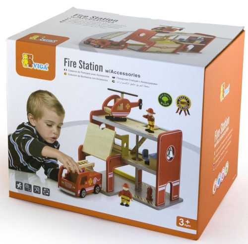  Viga Toys Wooden Fire Station