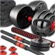  ADJUSTABLE BITUMEN DUMBBELLS 2x20KG + BAR BELL = SET 40KG + KETTLEBELL