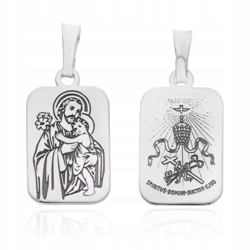  Silver medallion rhodium plated Scapular of St. Joseph, SILVER 925