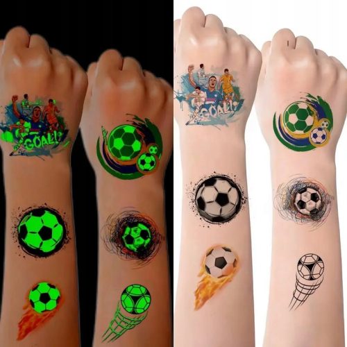  TATTOOS FOR CHILDREN CHILD FAN GLOW IN THE DARK FOOTBALL 10 SHEETS