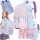 Charming School Backpack for Girls, Blue with 3D Bunny and Cartoon Print, Spacious Compartments