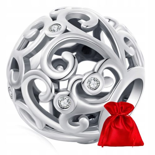  H154 Openwork bead with crystals silver charms beads silver 925