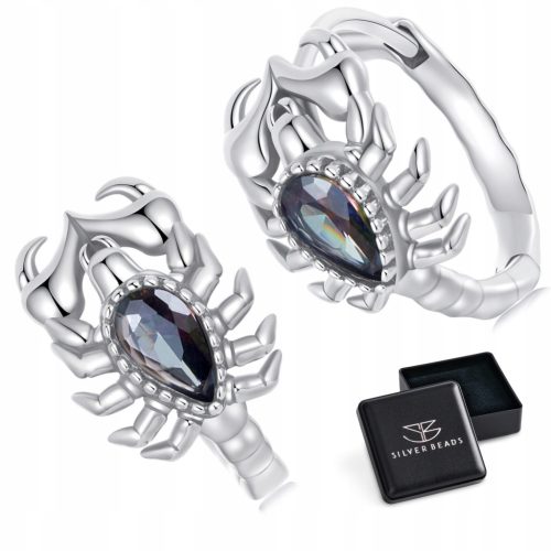  K692 Silver hoop earrings with opal scorpions clasps silver 925