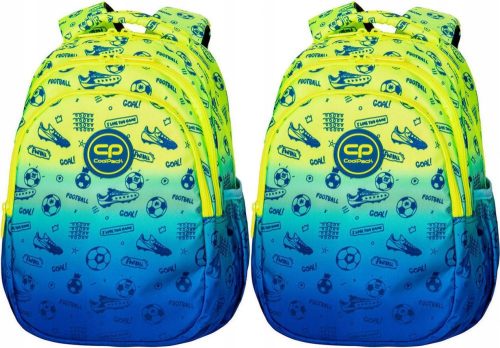 Jerry 21L Football-Themed School Backpack with Bottle Pockets, Blue & Yellow