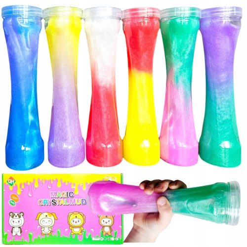  SLIME GLITTER SET 6 LARGE slimes colored belt plastic case