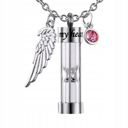  Cremation Urn Necklace with Hourglass Angel Wing for Pet