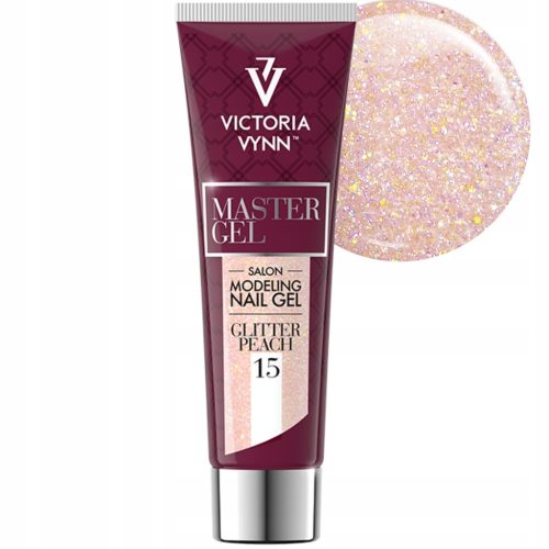  VICTORIA VYNN MASTER GEL ACRYLIC GEL WITH PARTICLES 15 GLITTER PEACH 60g