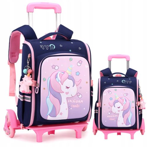 Navy Unicorn Wheeled Backpack: Perfect for School and Travel