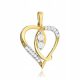  GOLD PENDANT 585 HEART IN TWO COLORS GOLD ZIRCON M.JOPEK