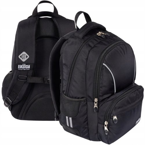 Classic Black Vintage BP76 Dual-Compartment School Backpack