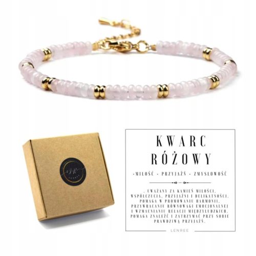  Women's bracelet with clasp ROSE QUARTZ natural stones + box