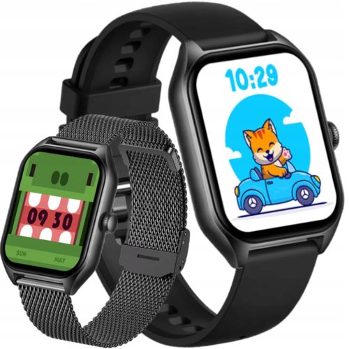  Smartwatch Sports Watch For Boys Girls Black 2 Straps Menu PL