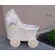  Wicker doll stroller with bedding ECRU pusher