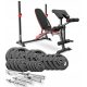  Set 116kg with multifunctional bench, prayer stands, cast iron plates