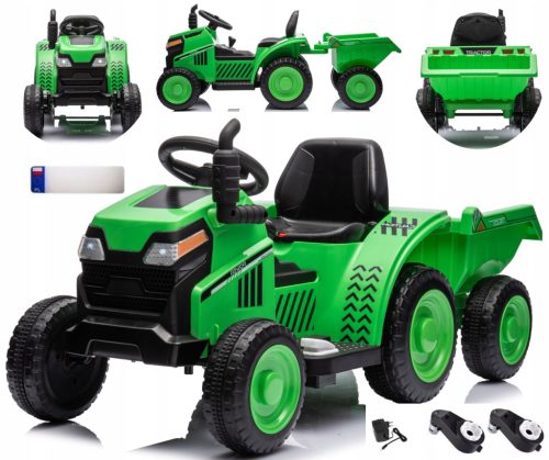  Powerful 12V battery-powered tractor with trailer for children 2 ENGINES 15000rpm