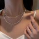  Necklace double chain jewelry choker SILVER delicate neck