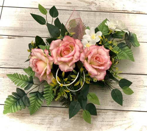  Grave decoration, grave bouquet, cemetery, roses, PINK