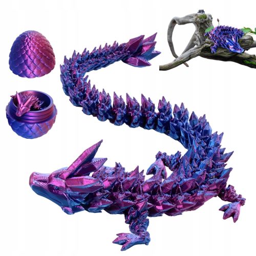  FIGURE MOVABLE CRYSTAL DRAGON DRAGON EGG SILK PURPLE PREMIUM