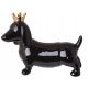  MONEY BANK DOG DACHSHUND BLACK WITH GOLDEN CROWN NICE ELEGANT GIFT