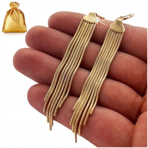  GOLDEN LONG HANGING SURGICAL STEEL TASSEL EARRINGS FOR WOMEN