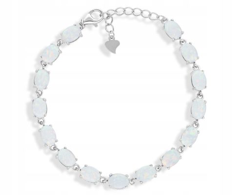  Silver bracelet with white stones synthetic opal silver 925