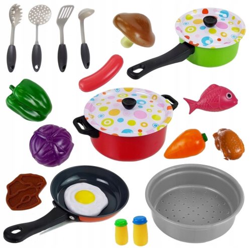  24pcs Large Kitchen Set for Kids Pots Frying Pan Plate Spoons