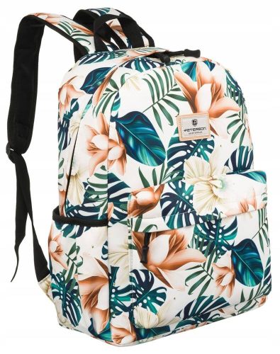 Fashionable Peterson® Teen School Backpack with Plant Pattern and A4 Size Compatibility