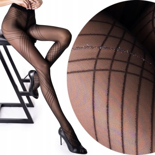  Fenome LuSi44 patterned tights 40den black Nero size 3/4