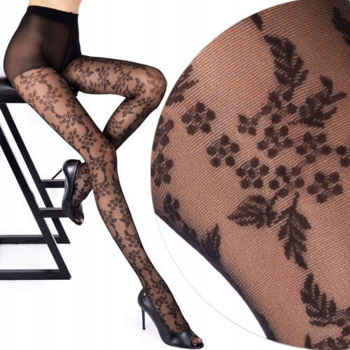  Fenome LuSi58 patterned tights 40den black Nero size 3/4