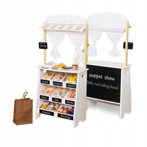  WOODEN STALL THEATRE MINI MARKET GREENGROCERS WITH ACCESSORIES