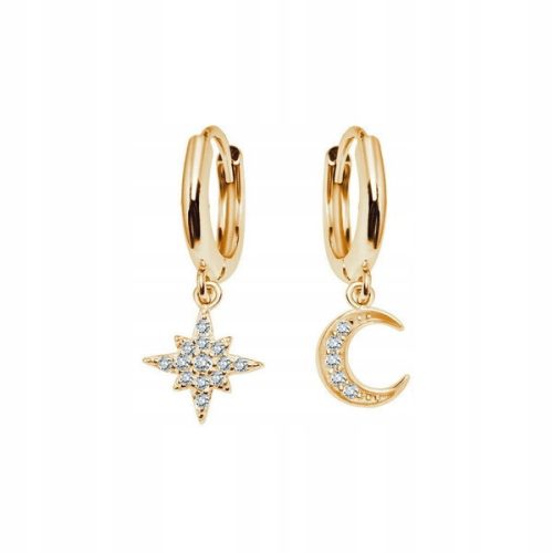  Silver Gold Plated Earrings Star Moon
