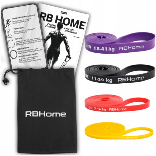  SET OF 4 POWER BAND Exercise Bands STRONG RESISTANCE TRAINING BANDS 2-39KG