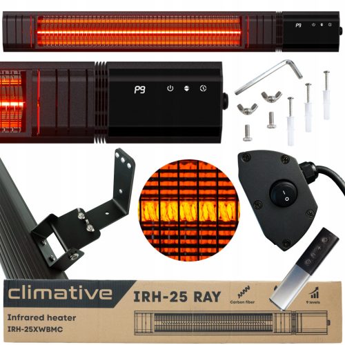  Infrared heater, 9 levels, remote control, 2.5kW, timer, RAY IR, terrace