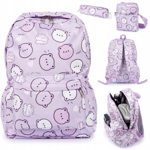 Teddy School Backpack Set with Matching Pencil Case and Sling Bag