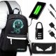 Glow-in-the-Dark Reflective School Backpack with Lock, USB, and Headphone Port + Free Pencil Case