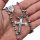  Silver Rosary Necklace with Cross Steel Men's Chain