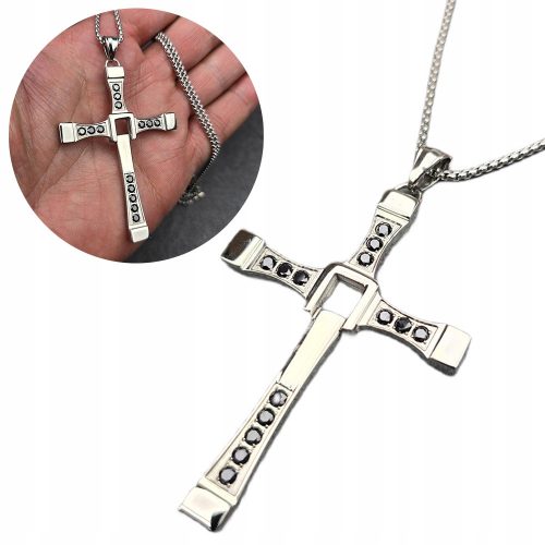  Vin Diesel Silver Cross from the MOVIE Rhinestones + Belcher Chain